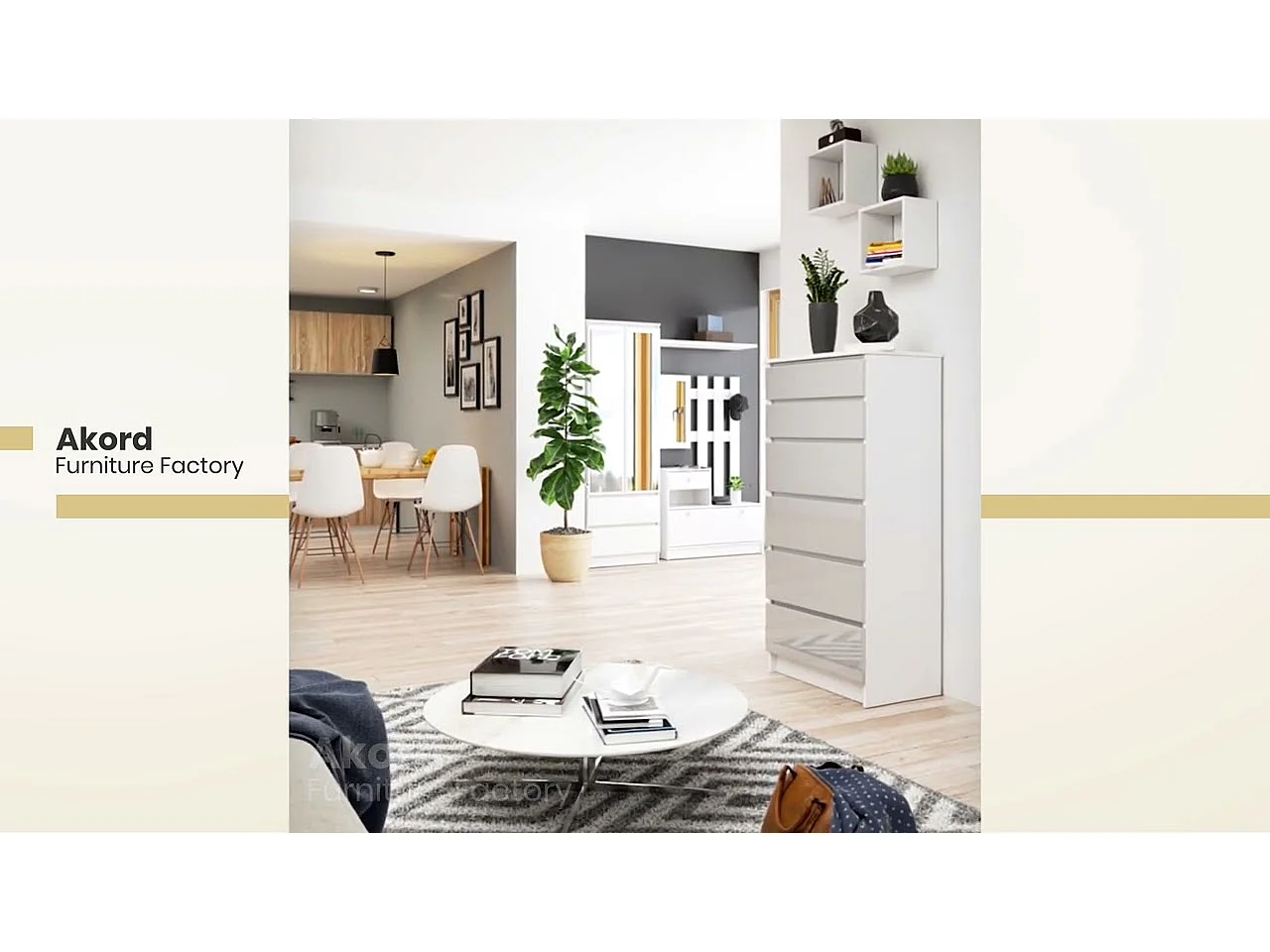 Commode AKORD K60 Wengé 60 cm 6 tiroirs façade Wengé 60x40x130 cm