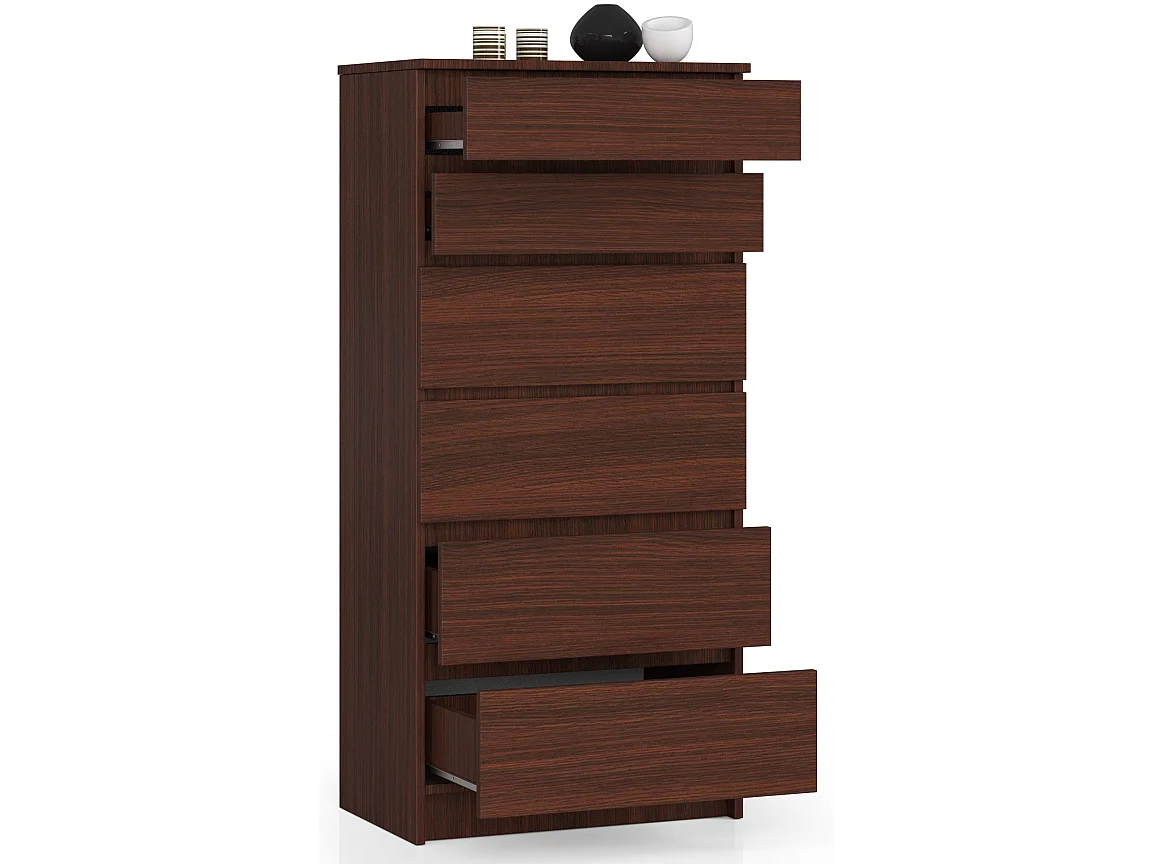 Commode AKORD K60 Wengé 60 cm 6 tiroirs façade Wengé 60x40x130 cm