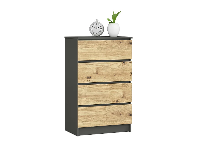 Ladekast K60 met 4 Lades / AKORD Furniture Factory / Grafietgrijs - Artisan Eik / 60 x 99 x 40 cm