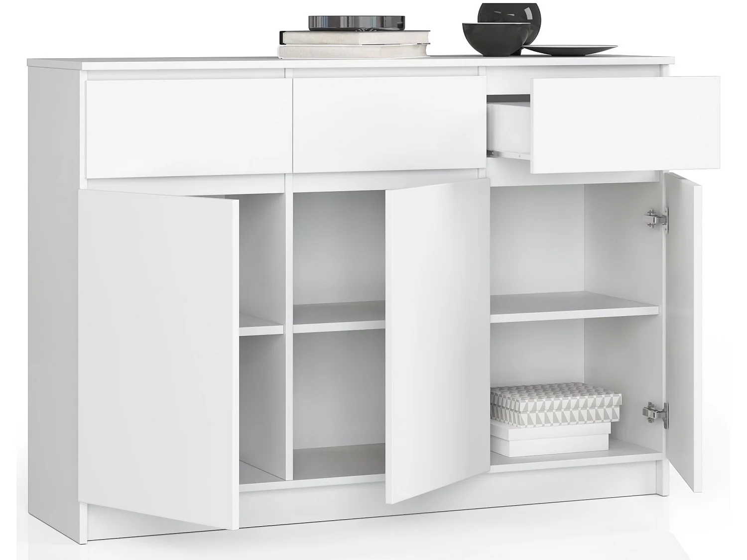 Cassettiera AKORD K140 Bianca 138 cm 3 ante 3 cassetti 138x40x99 cm