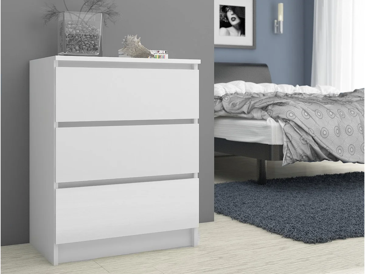 Commode AKORD K60 Blanche 60 cm 3 tiroirs façade Blanche 60x40x77 cm