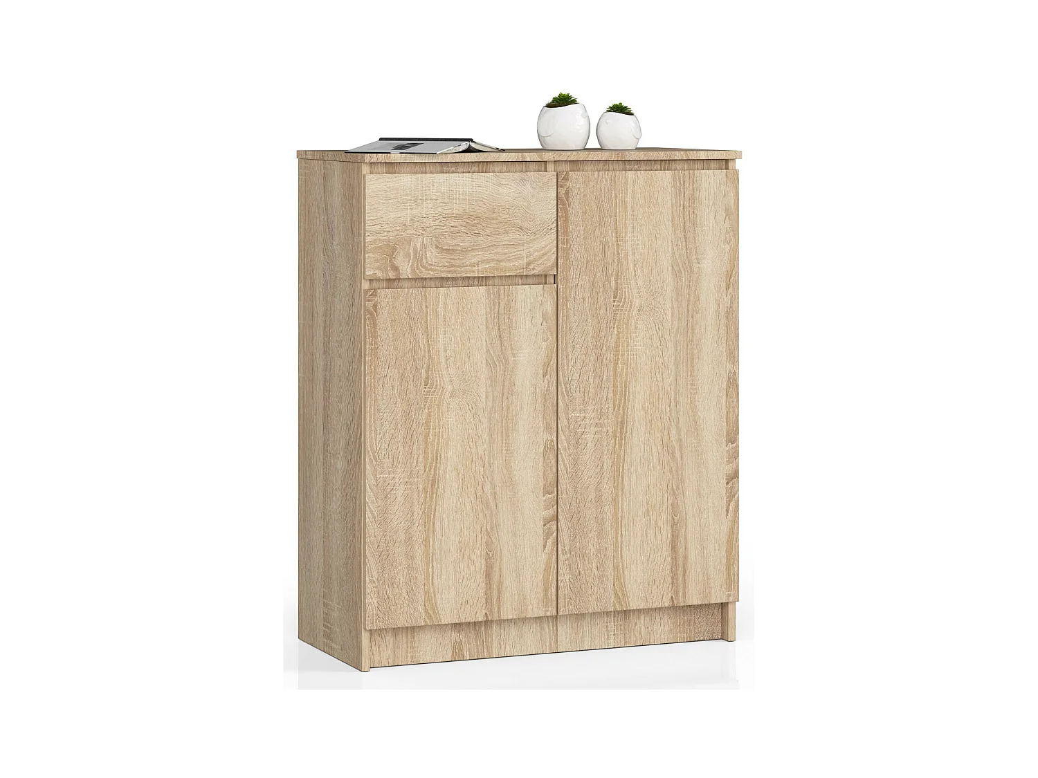 Cómoda AKORD K80 Roble Sonoma 80 cm 2 puertas 1 cajón frente en color Roble Sonoma 4 estantes 80x40x99 cm
