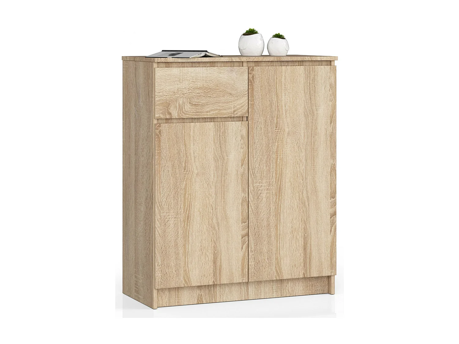 Kommode AKORD K80 Sonoma-Eiche 80 cm 2 Türen Schublade 4 Ebenen B80 x H99 x T40 cm