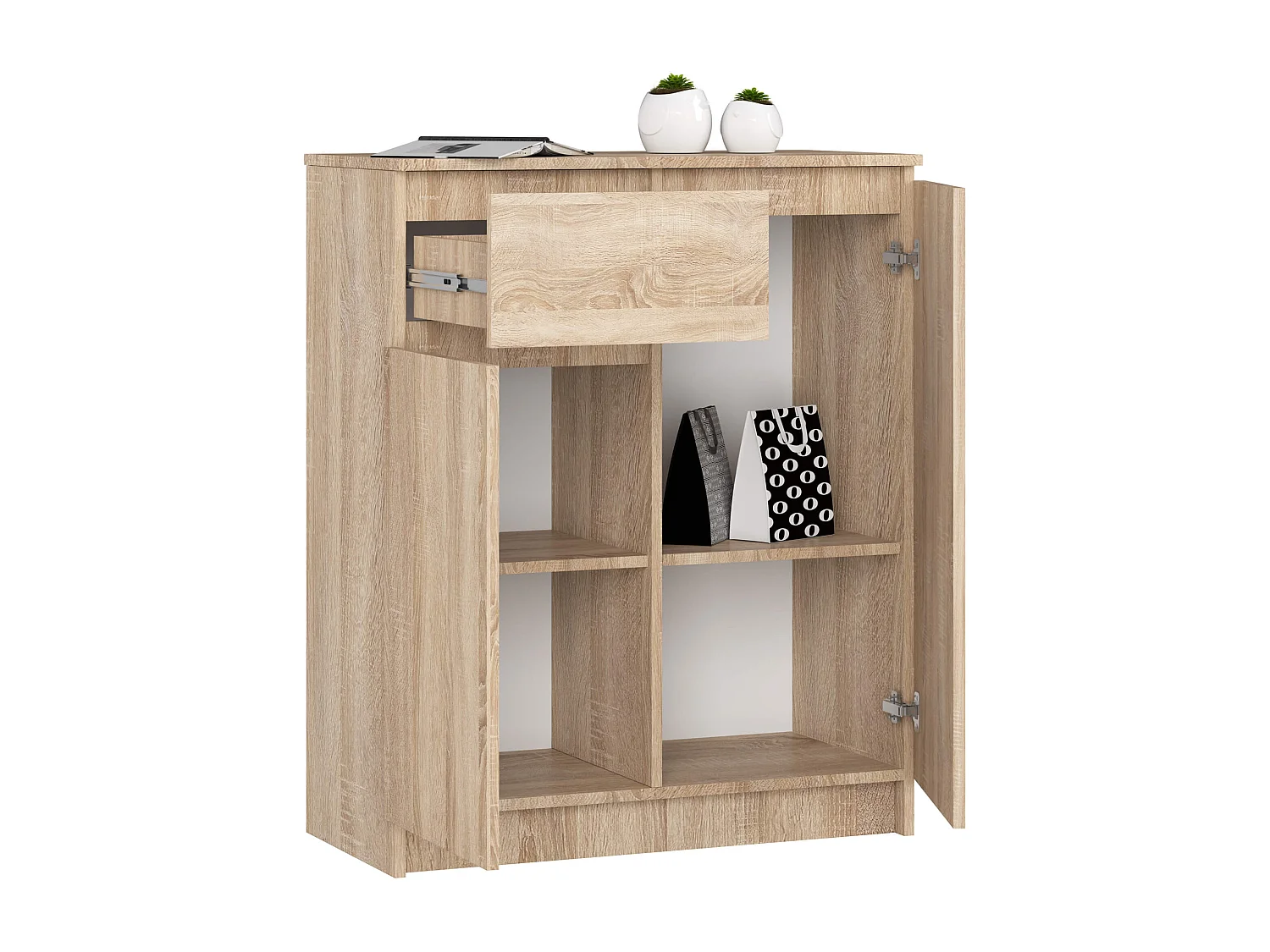 Cassettiera AKORD K80 Cassettiera Sonoma Quercia 80 cm 2 ante 1 cassetto 80x40x99 cm