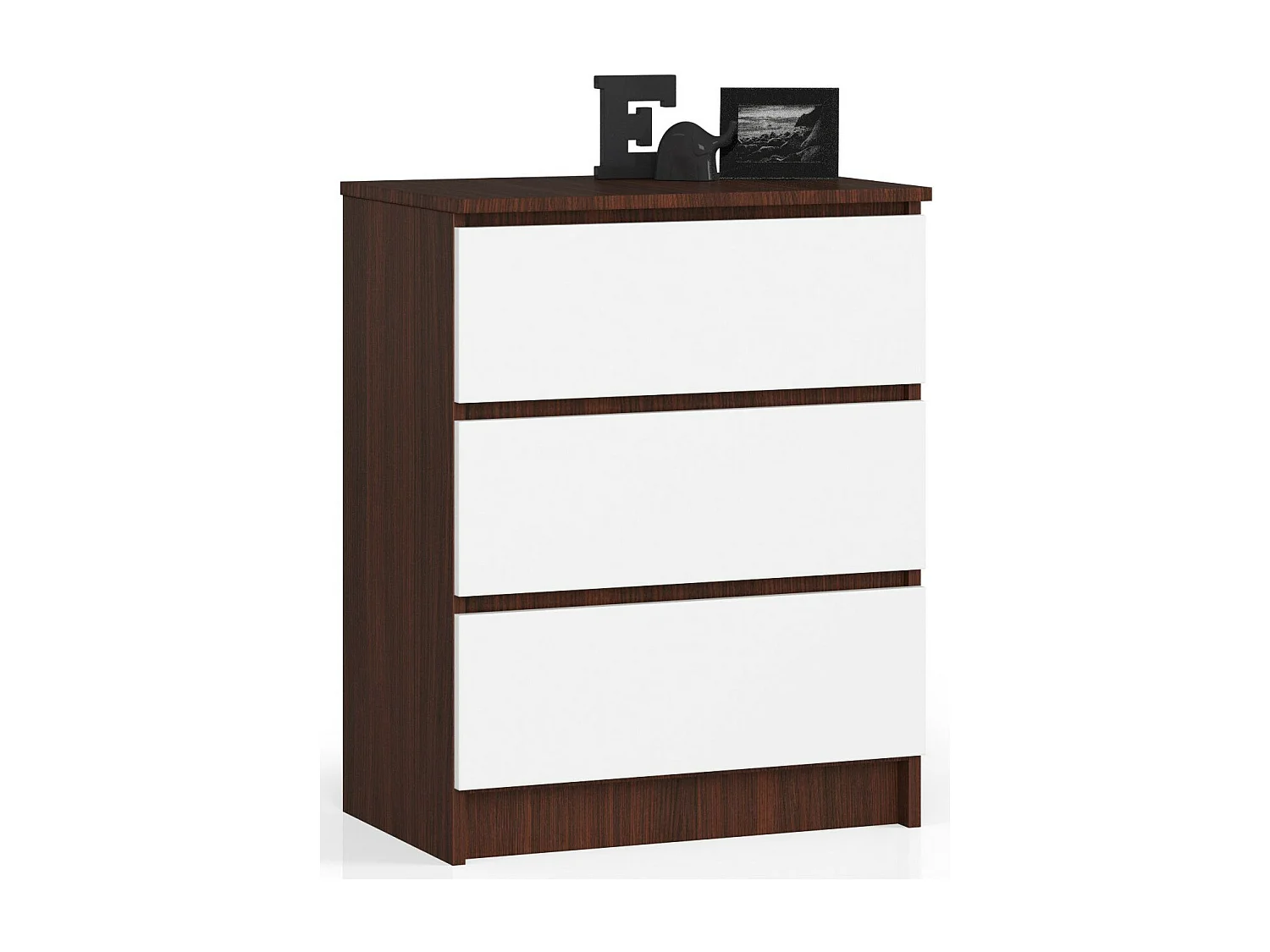 Ladekast K60 met 3 Lades / AKORD Furniture Factory / Venge - Wit / 60 x 77 x 40 cm