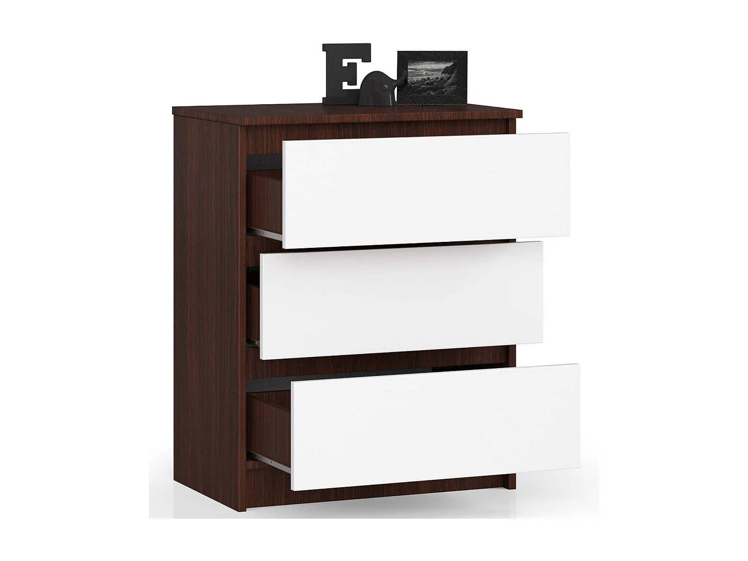 Ladekast K60 met 3 Lades / AKORD Furniture Factory / Venge - Wit / 60 x 77 x 40 cm