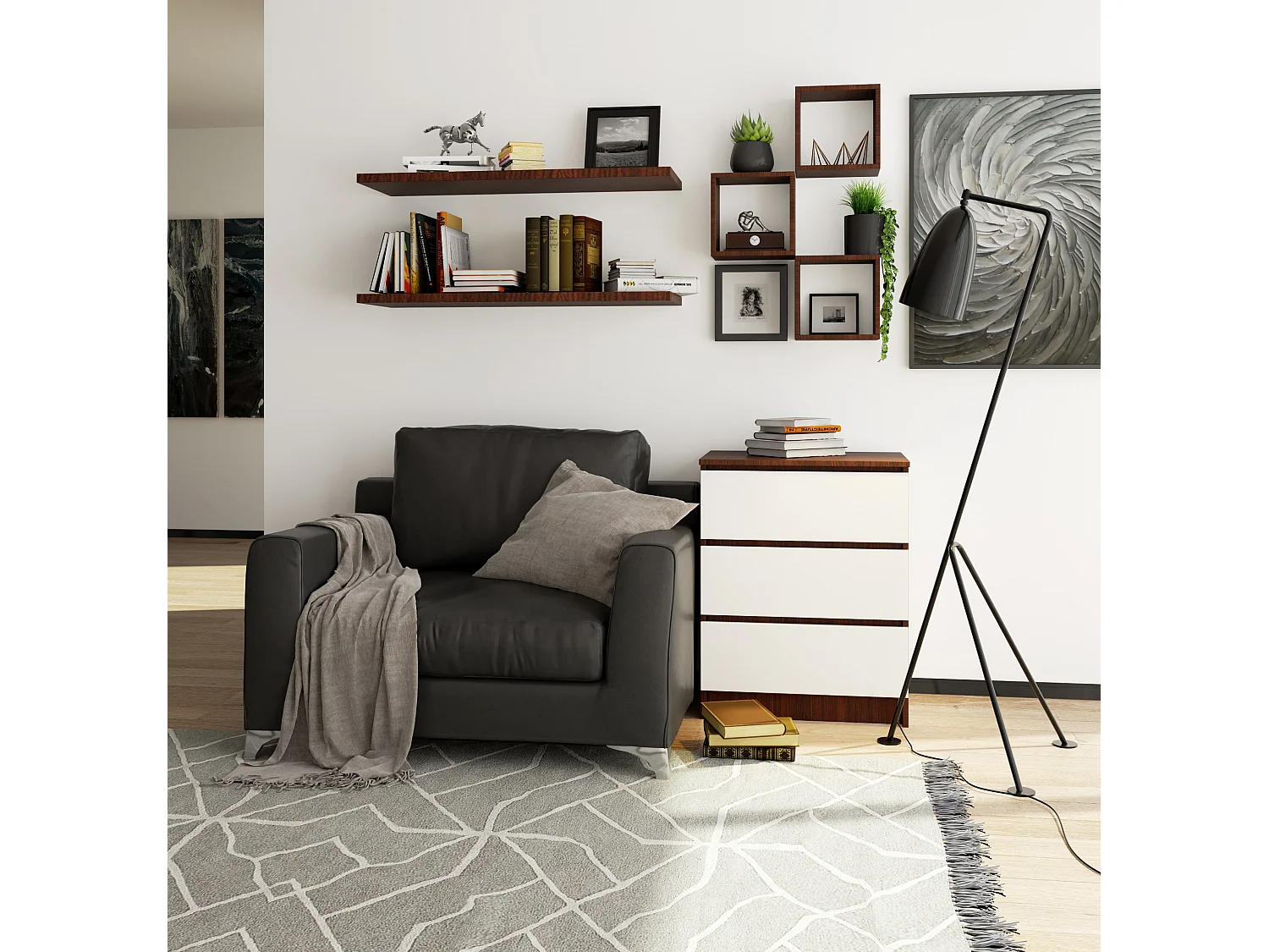 Ladekast K60 met 3 Lades / AKORD Furniture Factory / Venge - Wit / 60 x 77 x 40 cm