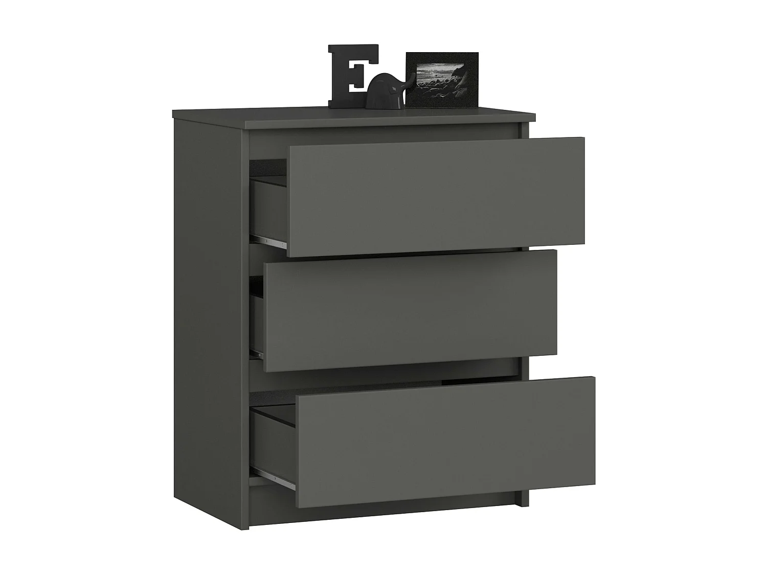 Kommode AKORD K60 Graphitgrau 60 cm 3 Schubladen B60 x H77 x T40 cm