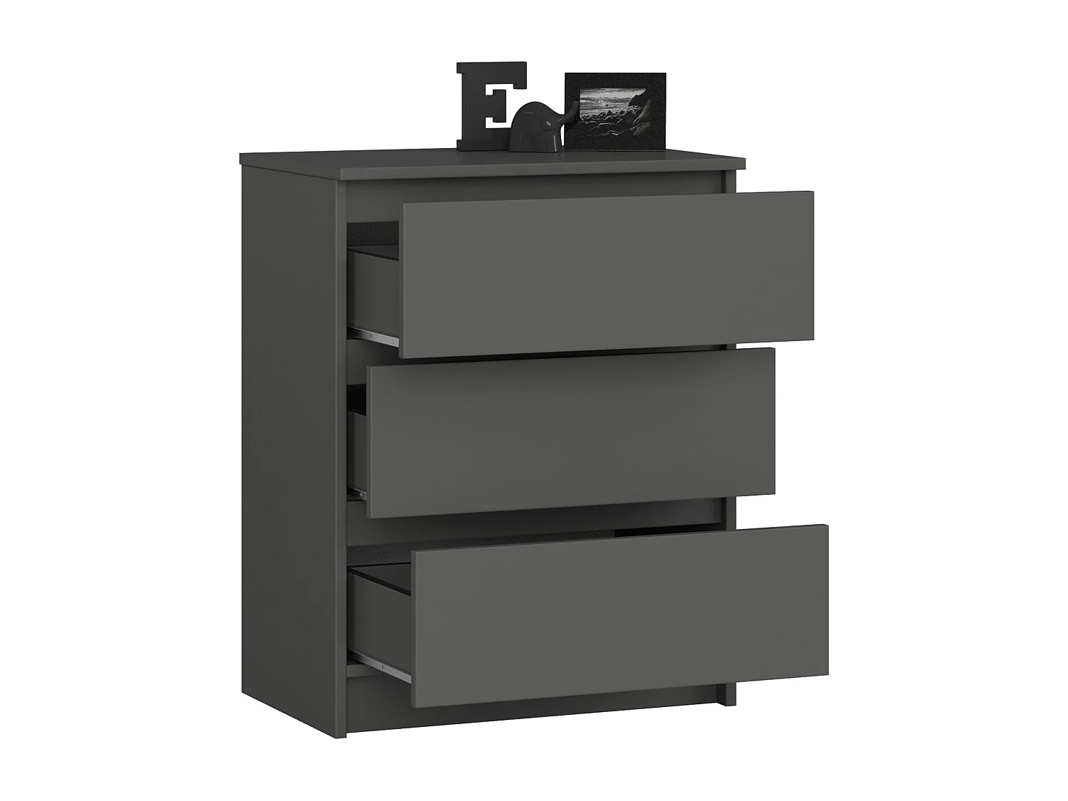 Commode AKORD K60 Gris Graphite 60 cm 3 tiroirs façade Gris Graphite 60x40x77 cm