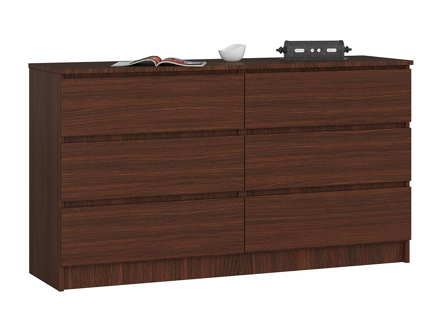 Commode AKORD K140 Wengé 138 cm 6 tiroirs façade Wengé 138x40x77 cm