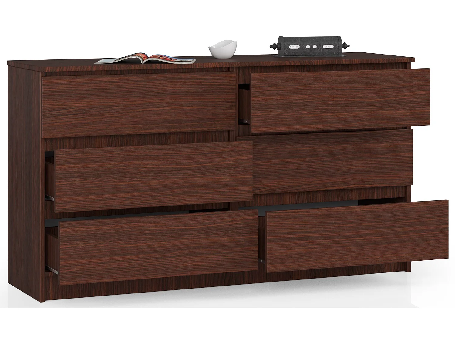 Commode AKORD K140 Wengé 138 cm 6 tiroirs façade Wengé 138x40x77 cm