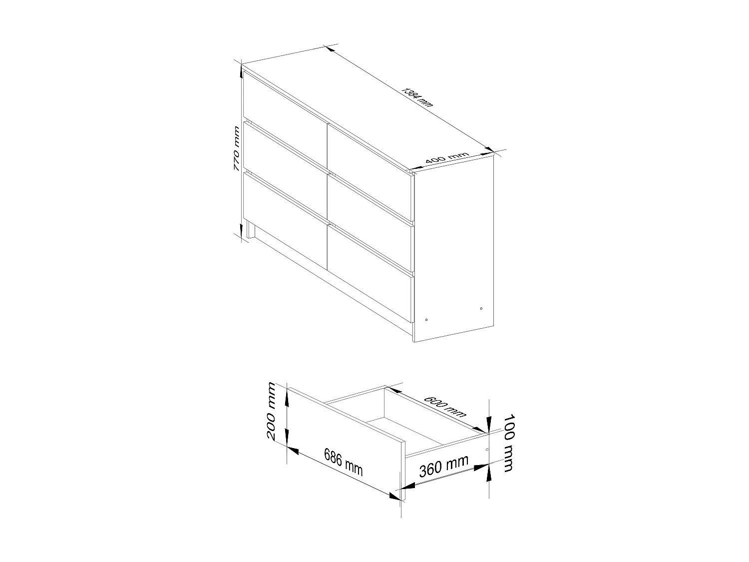 Commode AKORD K140 Wengé 138 cm 6 tiroirs façade Wengé 138x40x77 cm