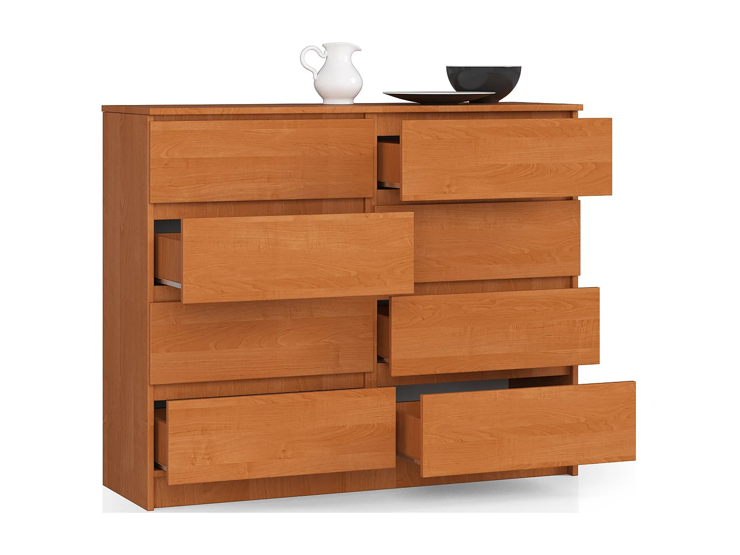 Commode AKORD K120 Aulne 120 cm 8 tiroirs façade Aulne 120x40x99 cm