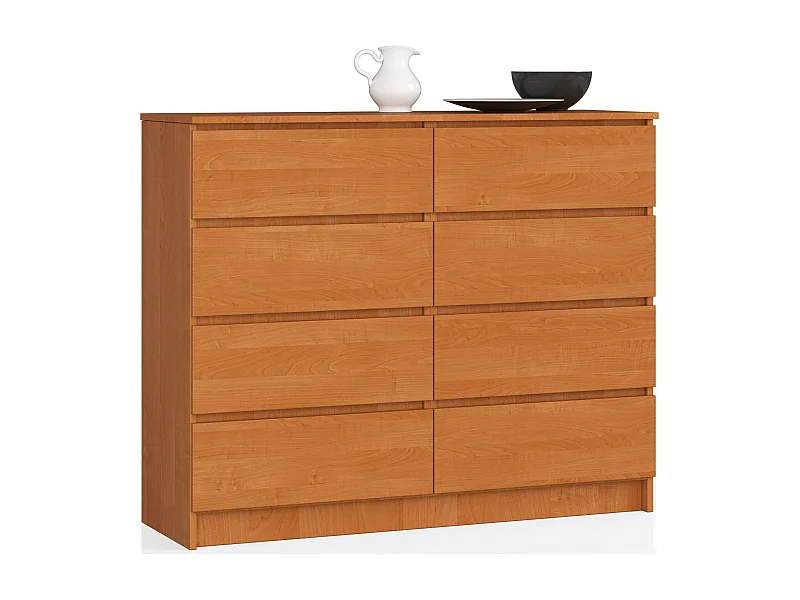 Commode AKORD K120 Aulne 120 cm 8 tiroirs façade Aulne 120x40x99 cm