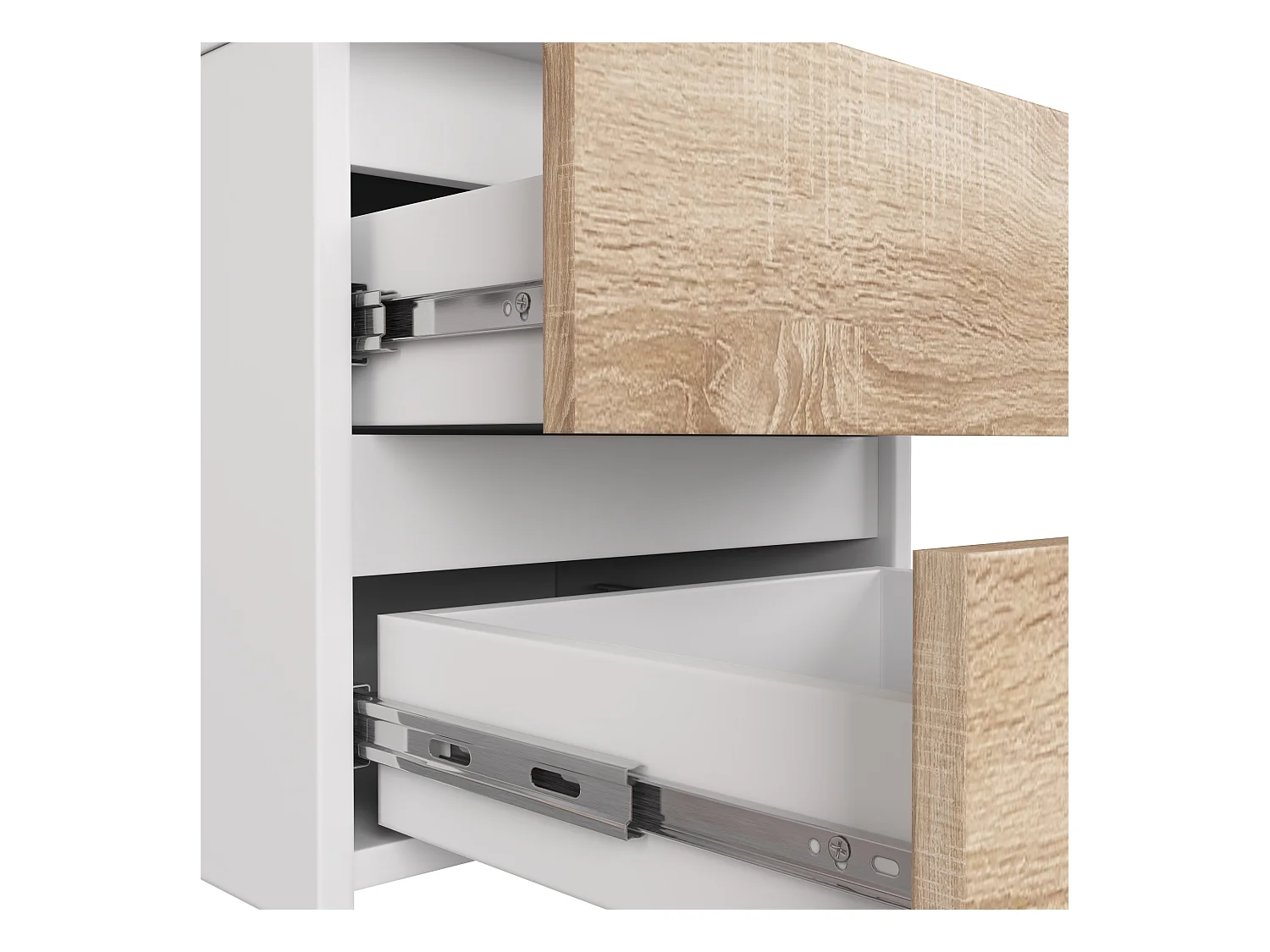 Kommode K120 Met 6 Lades in Wit en Eiken Sonoma Afgemaakt Met ABS-randafwerking