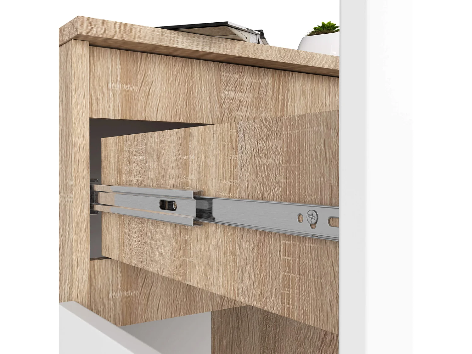 Komoda AKORD K80 Dąb Sonoma 80 cm 2 drzwi 1 szuflada kolor Biały mat 4 półki 80x40x99 cm