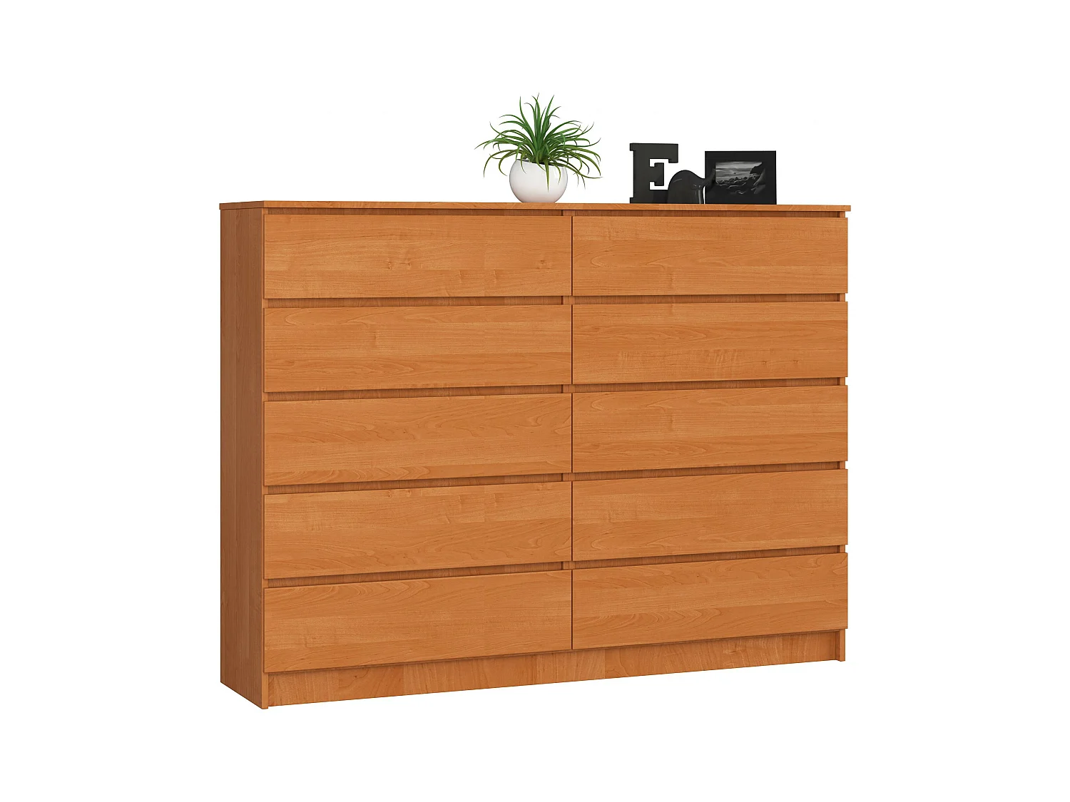 Grande Commode pour le salon AKORD K160 Aulne 160 cm 10 tiroirs façade Aulne 160x40x121 cm