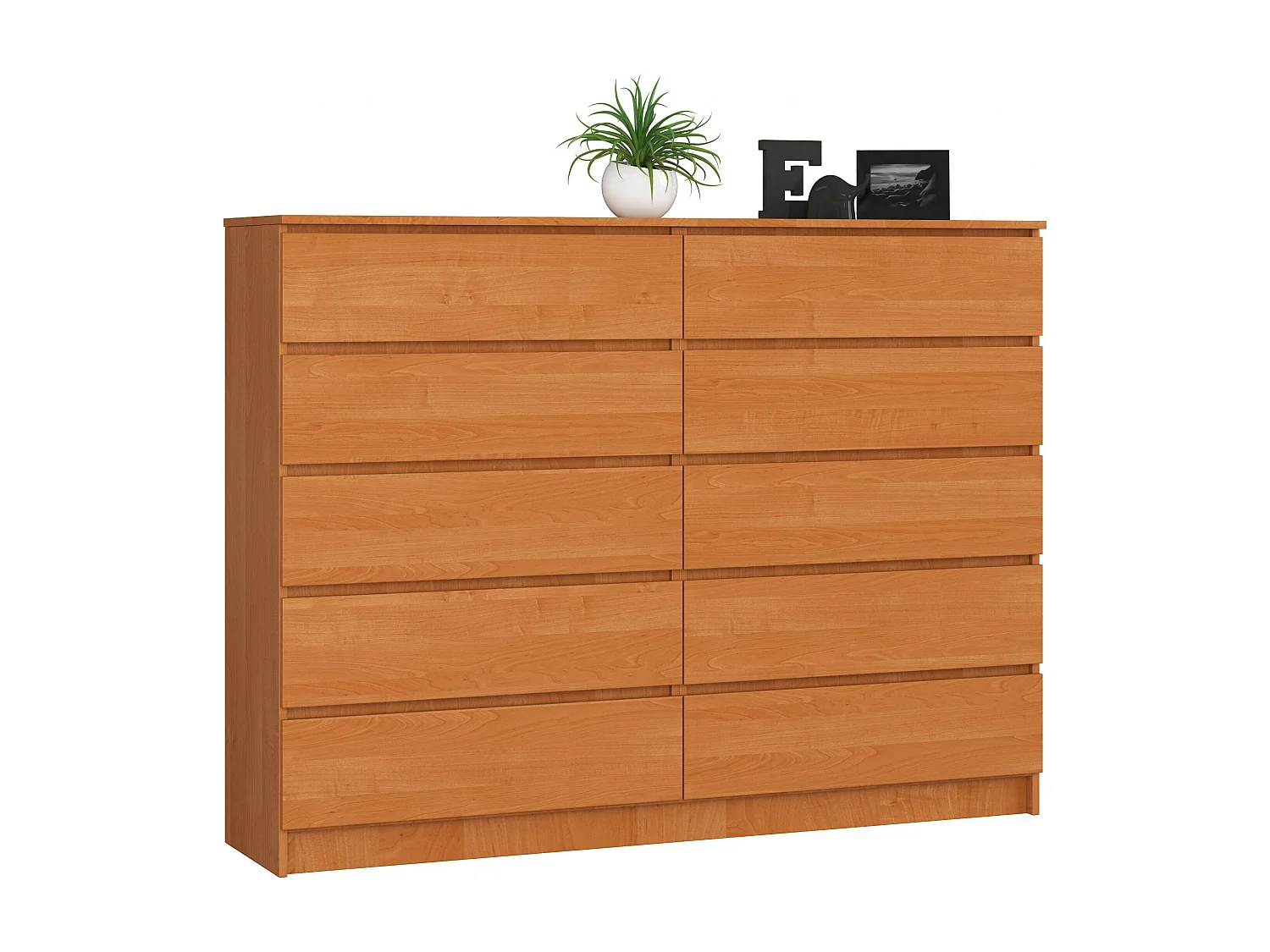 Grande Commode pour le salon AKORD K160 Aulne 160 cm 10 tiroirs façade Aulne 160x40x121 cm