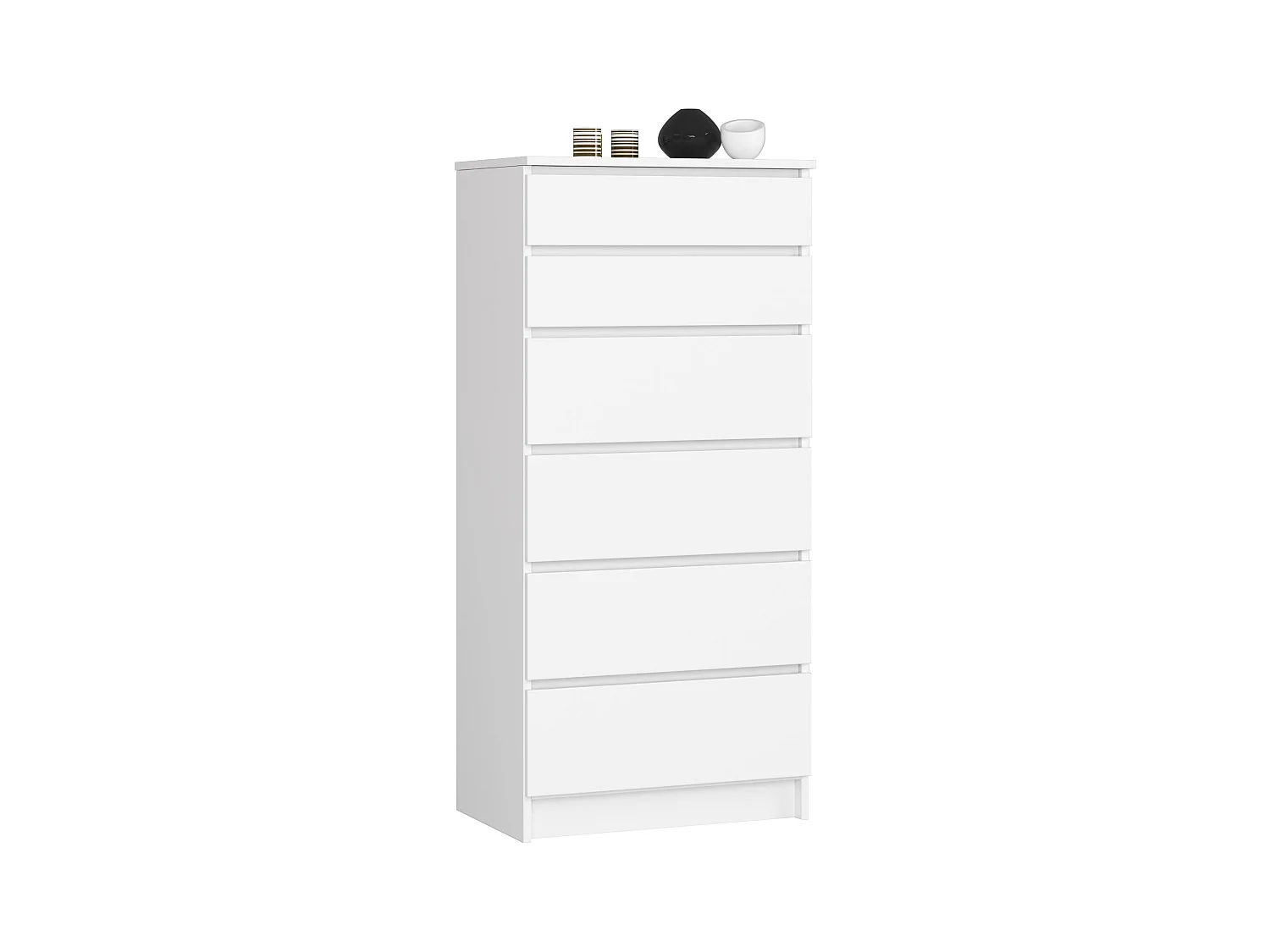 Commode AKORD K60 Blanche 60 cm 6 tiroirs façade Blanche 60x40x130 cm
