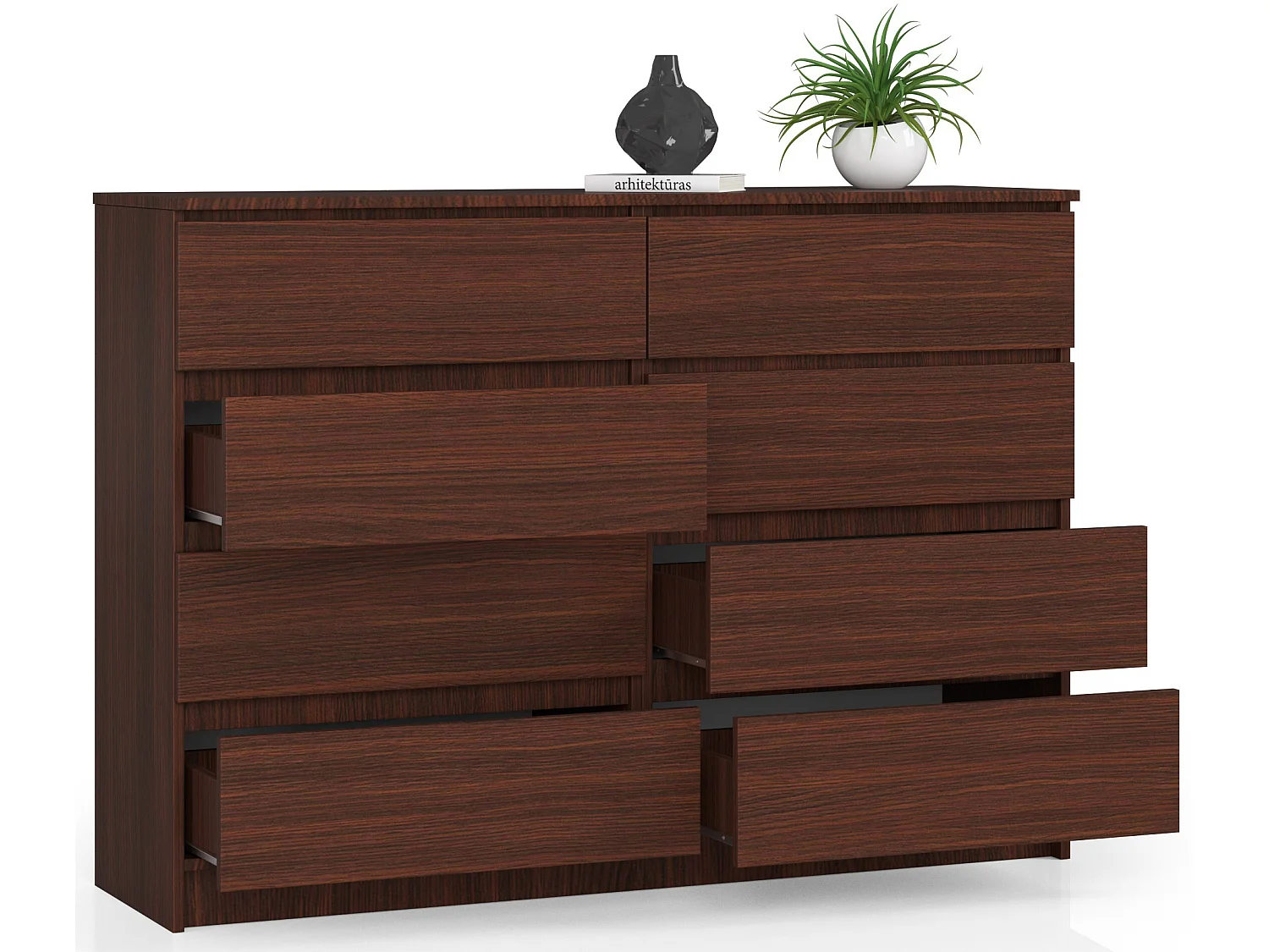 Commode AKORD K140 Wengé 138 cm 8 tiroirs façade Wengé 138x40x99 cm