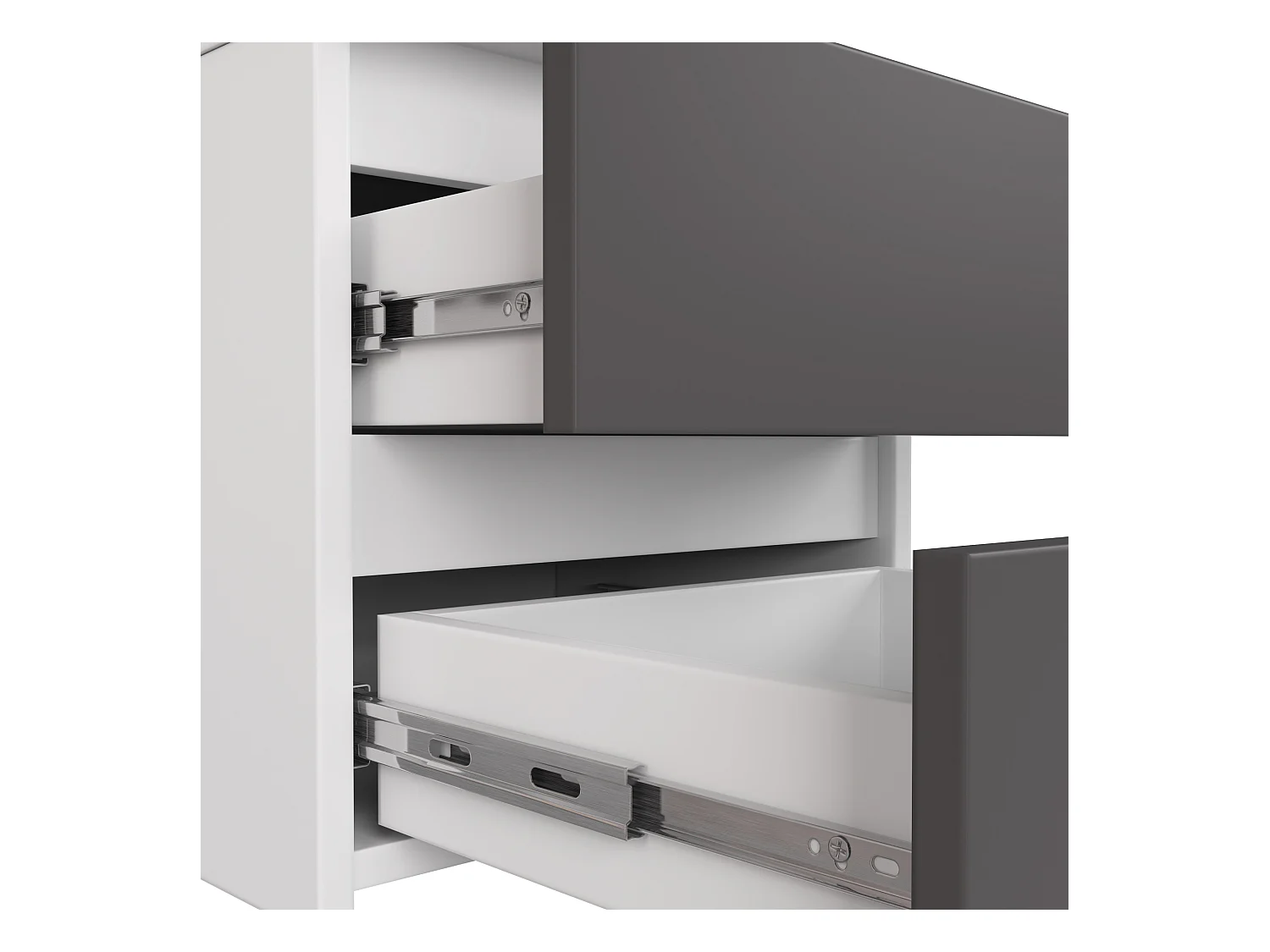 Kommode AKORD K60 Weiß 60 cm 3 Schubladen Front Graphitgrau B60 x H77 x T40 cm