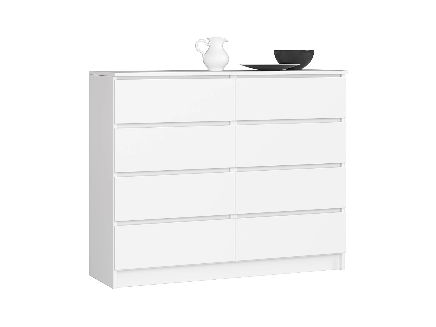 Commode AKORD K120 Blanche 120 cm 8 tiroirs façade Blanche 120x40x99 cm