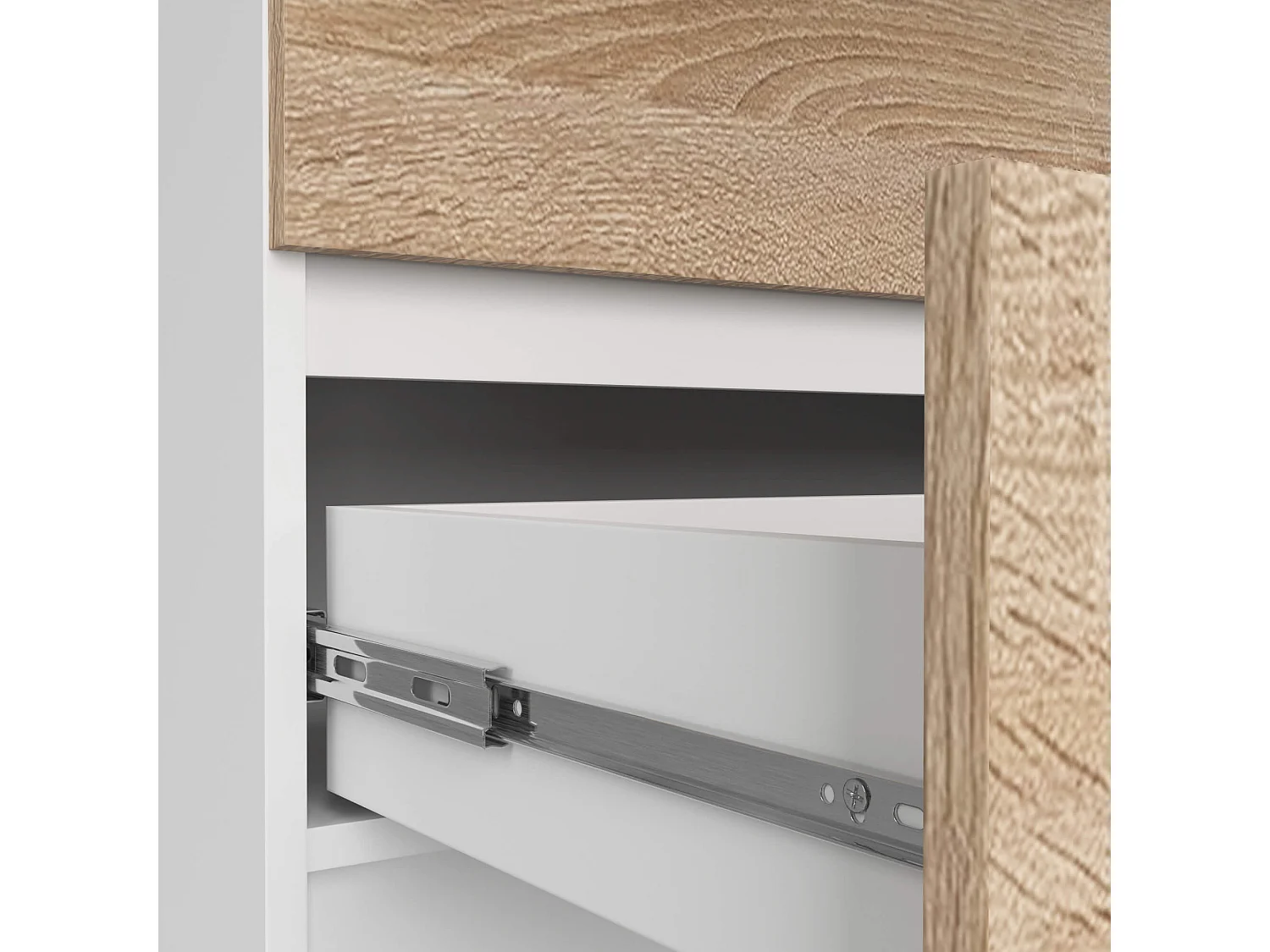 Grande Commode pour le salon AKORD K160 Blanche 160 cm 10 tiroirs façade Chêne Sonoma 160x40x121 cm