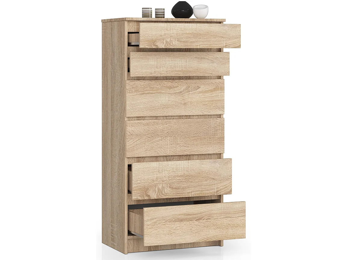 Commode AKORD K60 Chêne Sonoma 60 cm 6 tiroirs façade Chêne Sonoma 60x40x130 cm