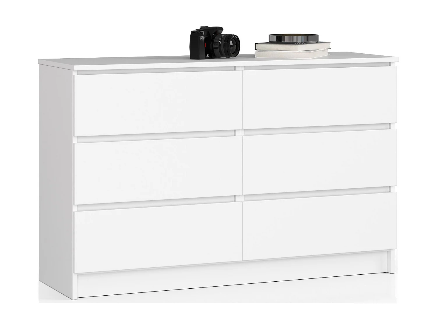 Cómoda AKORD K120 Blanco 120 cm 6 cajones frente en color Blanco 120x40x77 cm