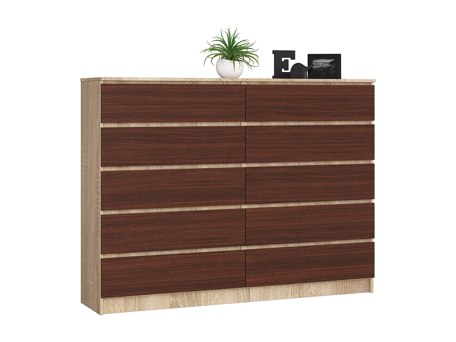 Kommode AKORD K160 Sonoma-Eiche 160 cm 10 Schubladen Front Wenge B160 x H121 x T40 cm