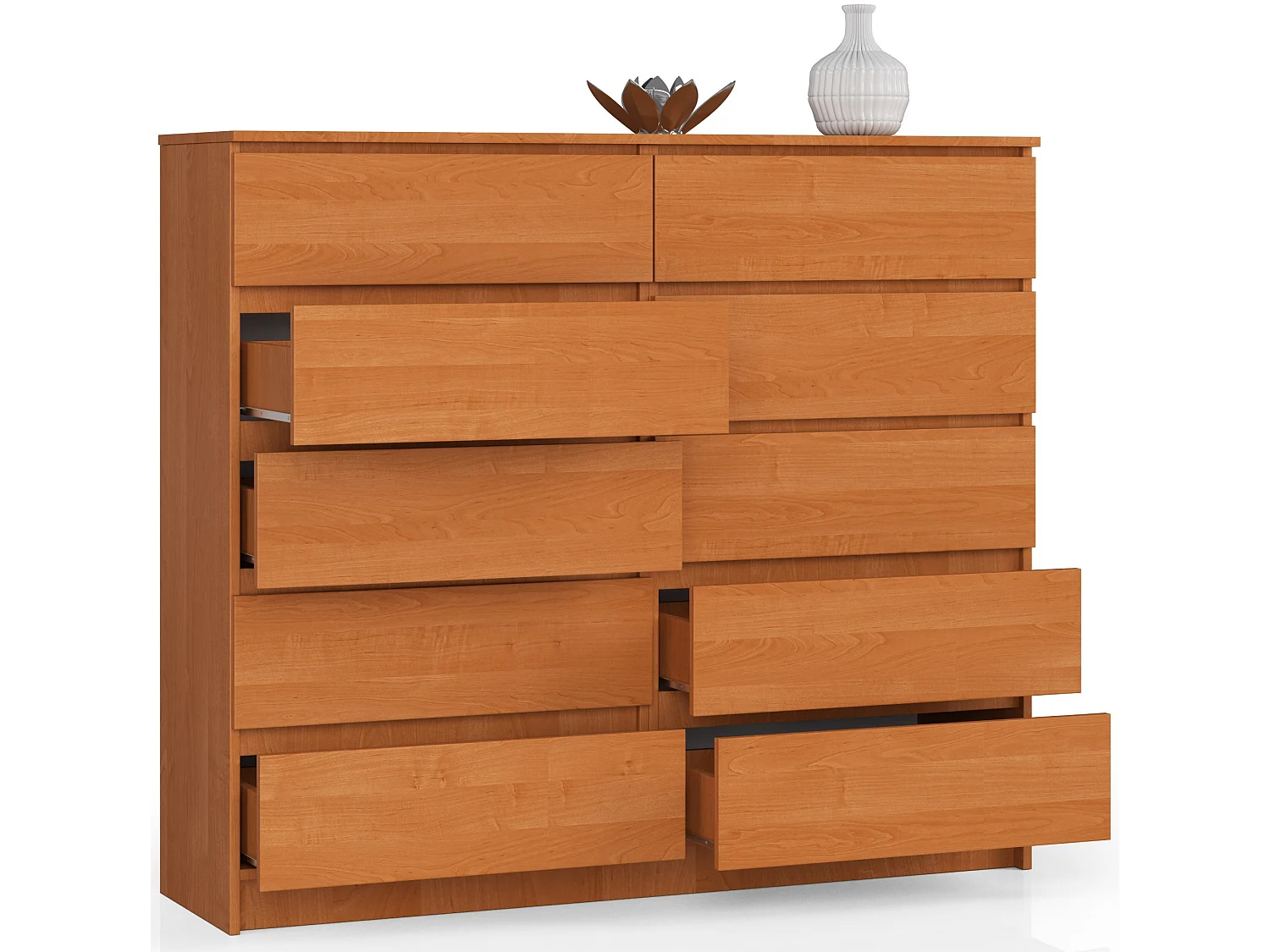 10-Lade Dressoir K140 in Olcha Mat - Zelfmontage, Anti-Slip Lade Functie, Laminaatplaat, Stevige Olcha Afwerking, Ideaal voor Opbergoplossingen - 138x121x40 cm