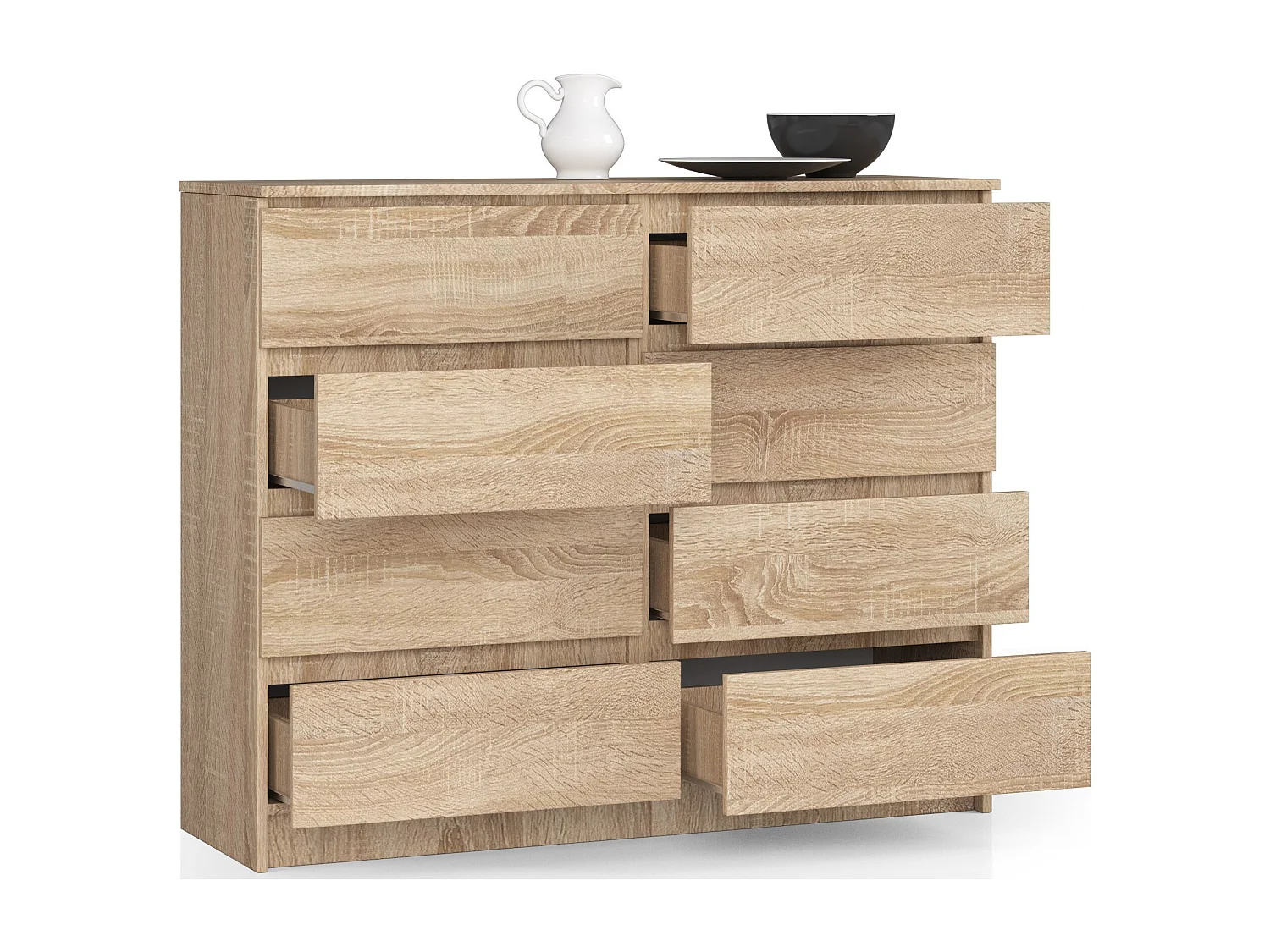 Kommode AKORD K120 Sonoma-Eiche 120 cm 8 Schubladen B120 x H99 x T40 cm
