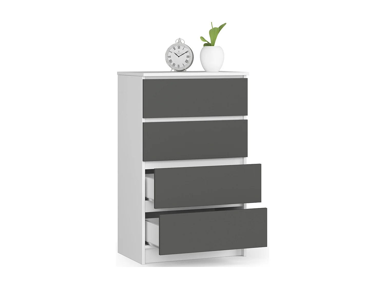 Komoda AKORD K60 Biała 60 cm 4 szuflady kolor Grafit Szary mat 60x40x99 cm