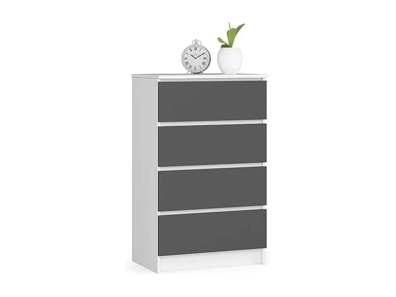 Ladekast K60 met 4 Lades / AKORD Furniture Factory / Wit - Grafietgrijs / 60 x 99 x 40 cm