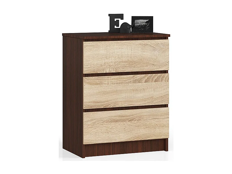 Ladekast K60 met 3 Lades / AKORD Furniture Factory / Venge - Sonoma Eik / 60 x 77 x 40 cm