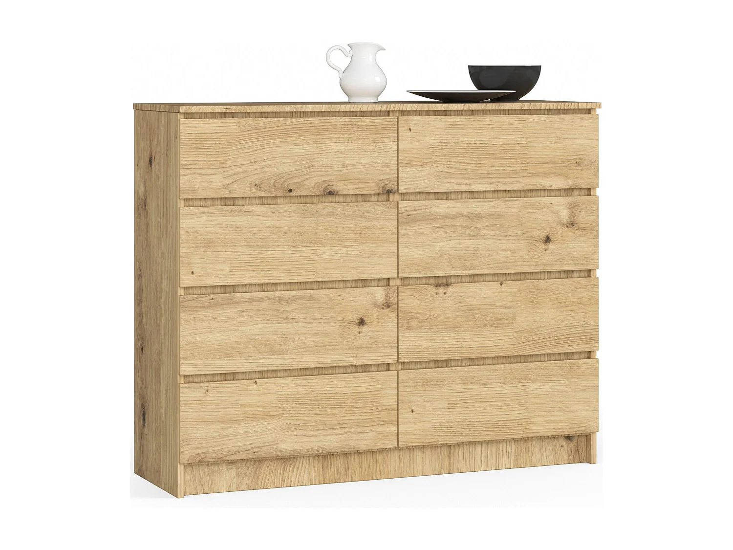 Commode AKORD K120 Chêne Artisan 120 cm 8 tiroirs façade Chêne Artisan 120x40x99 cm