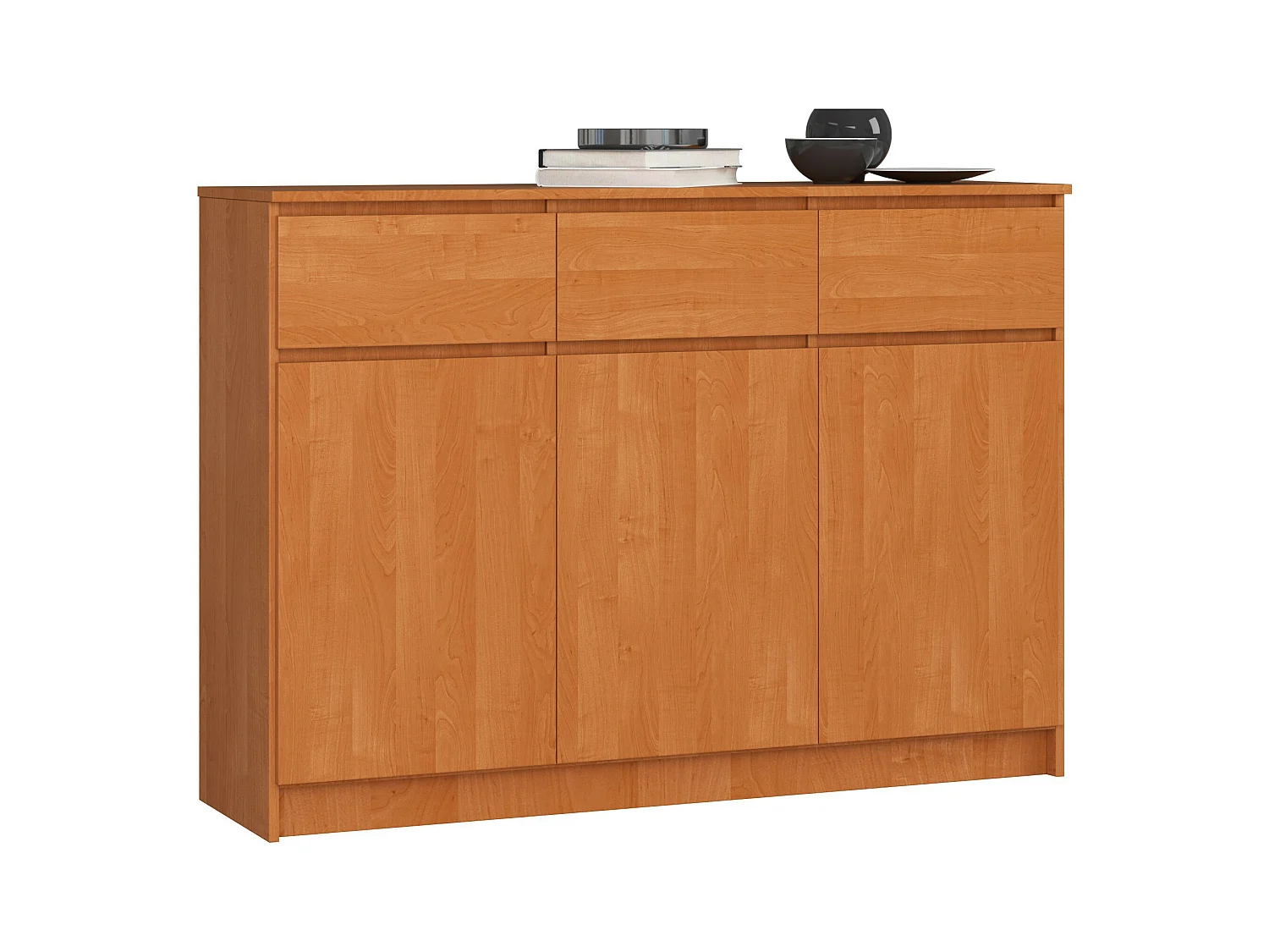 Commode AKORD K140 Aulne 138 cm 3 portes 3 tiroirs façade Aulne 6 étagères 138x40x99 cm