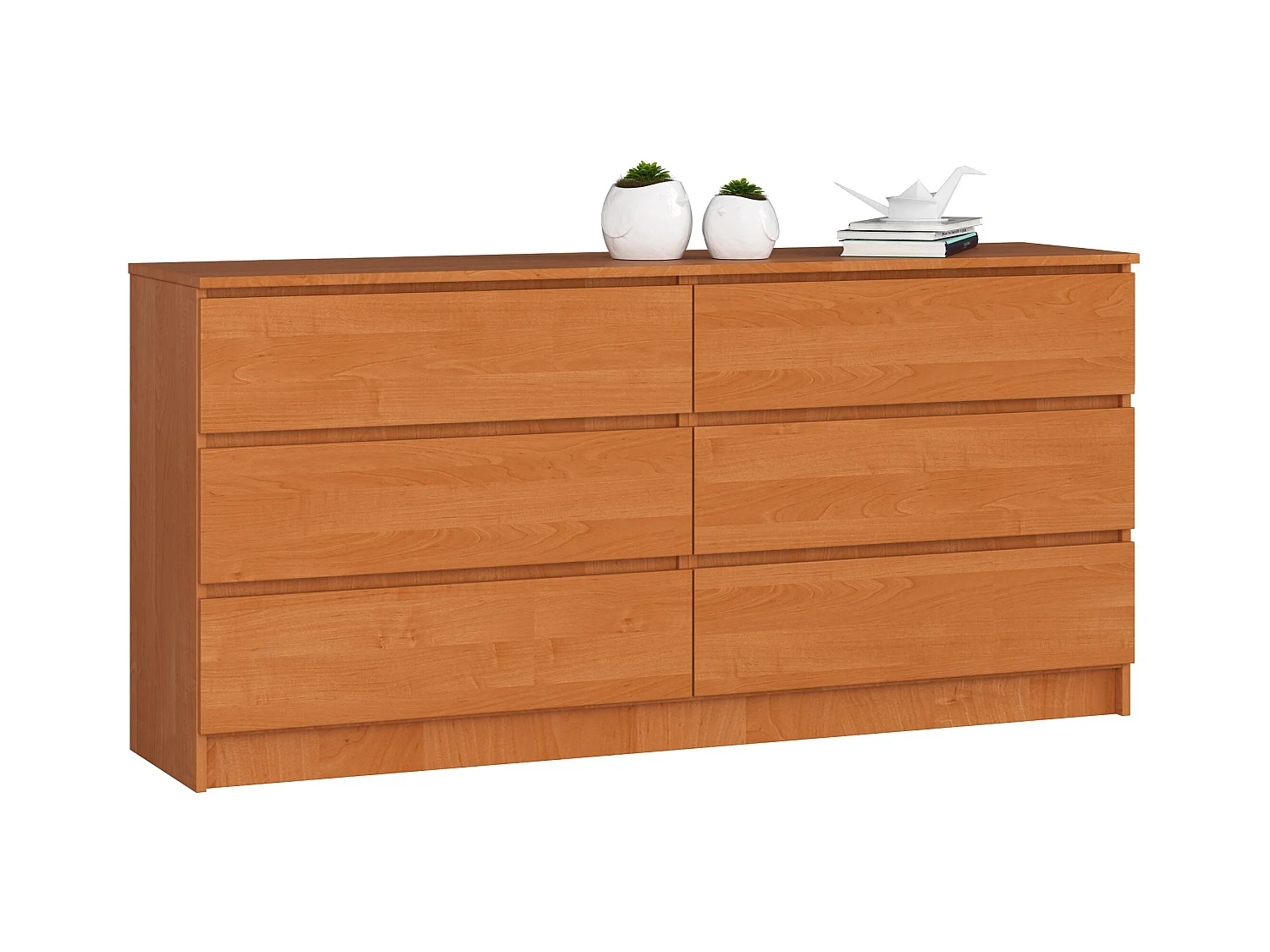 Grande Commode pour le salon AKORD K160 Aulne 160 cm 6 tiroirs façade Aulne 160x40x77 cm