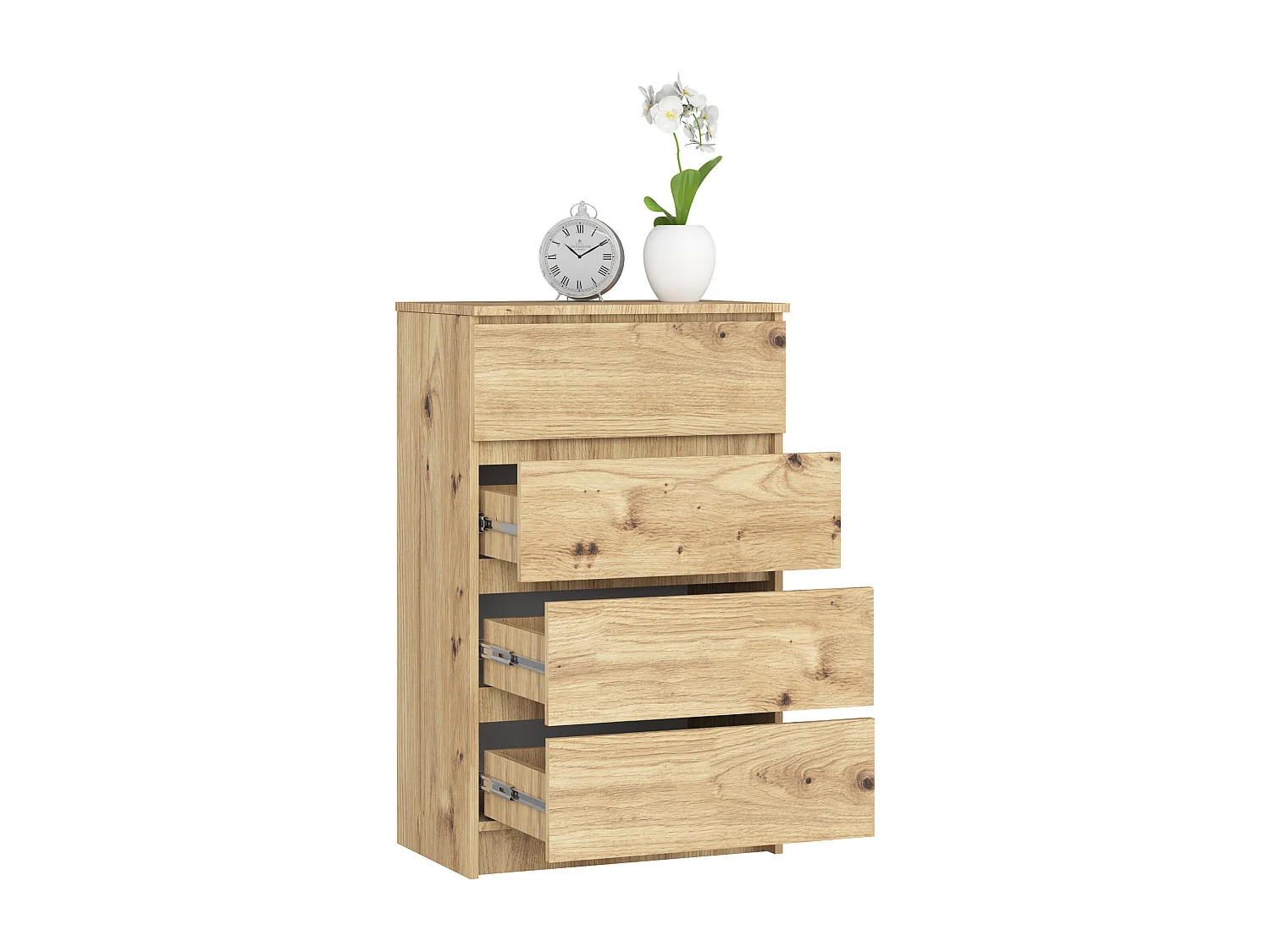 Commode AKORD K60 Chêne Artisan 60 cm 4 tiroirs façade Chêne Artisan 60x40x99 cm