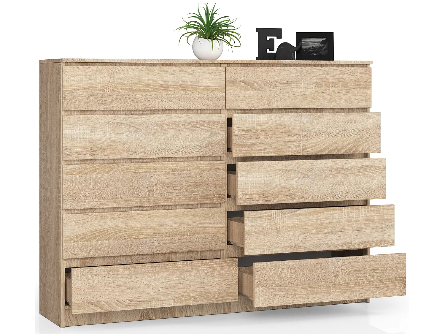 Kommode AKORD K160 Sonoma-Eiche 160 cm 10 Schubladen B160 x H121 x T40 cm
