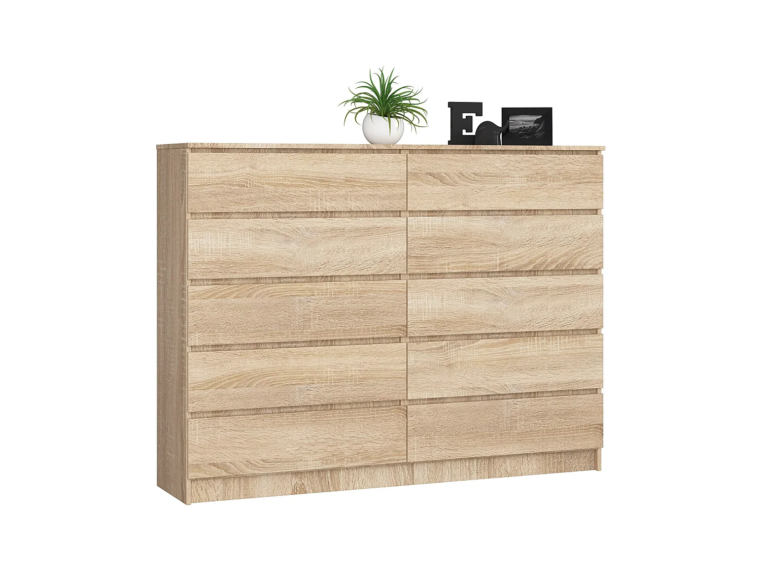 Grande Commode pour le salon AKORD K160 Chêne Sonoma 160 cm 10 tiroirs façade Chêne Sonoma 160x40x121 cm