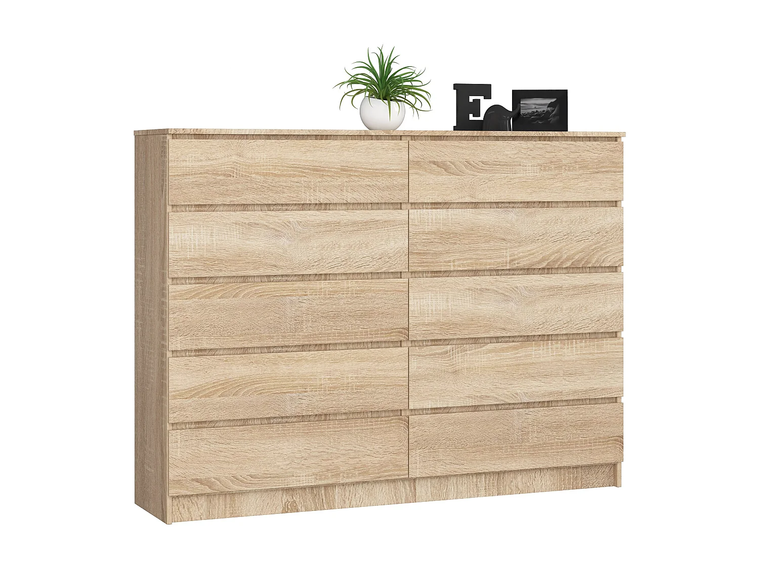 Grande Commode pour le salon AKORD K160 Chêne Sonoma 160 cm 10 tiroirs façade Chêne Sonoma 160x40x121 cm
