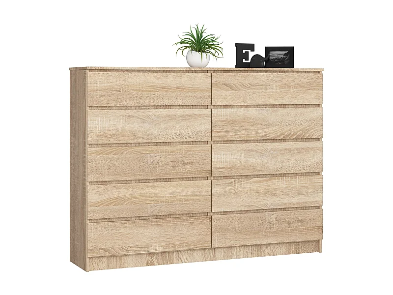 Grande Commode pour le salon AKORD K160 Chêne Sonoma 160 cm 10 tiroirs façade Chêne Sonoma 160x40x121 cm