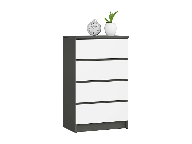 Commode AKORD K60 Gris Graphite 60 cm 4 tiroirs façade Blanche 60x40x99 cm