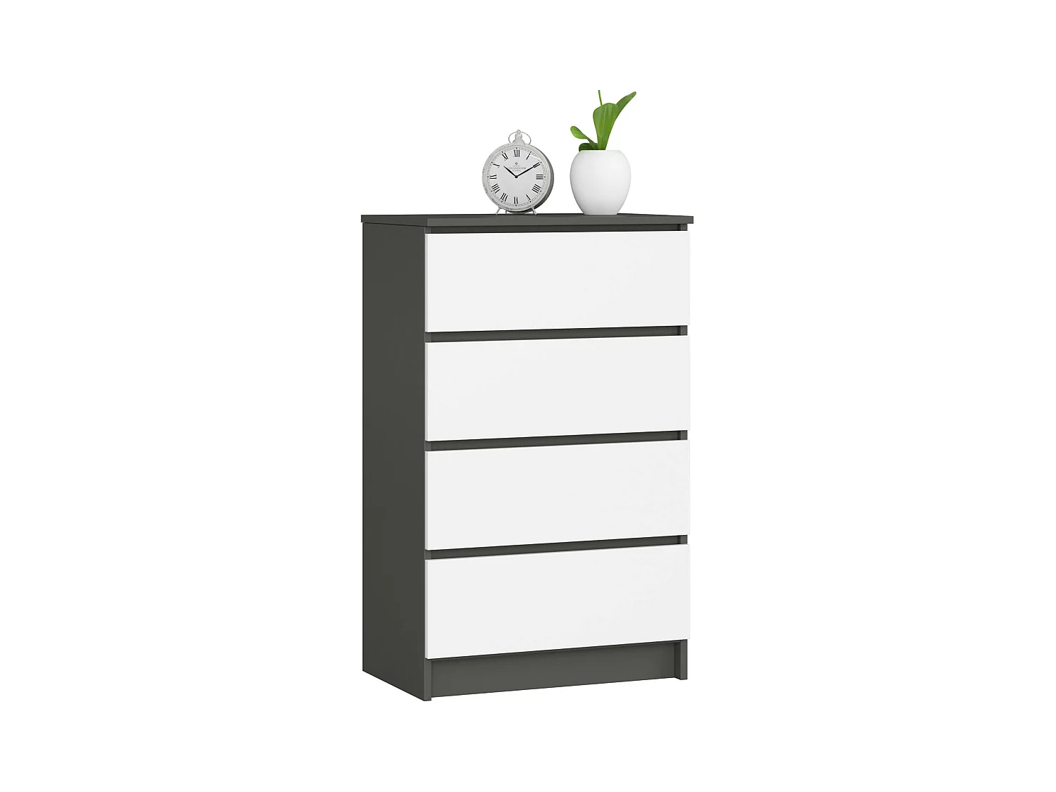 Commode AKORD K60 Gris Graphite 60 cm 4 tiroirs façade Blanche 60x40x99 cm