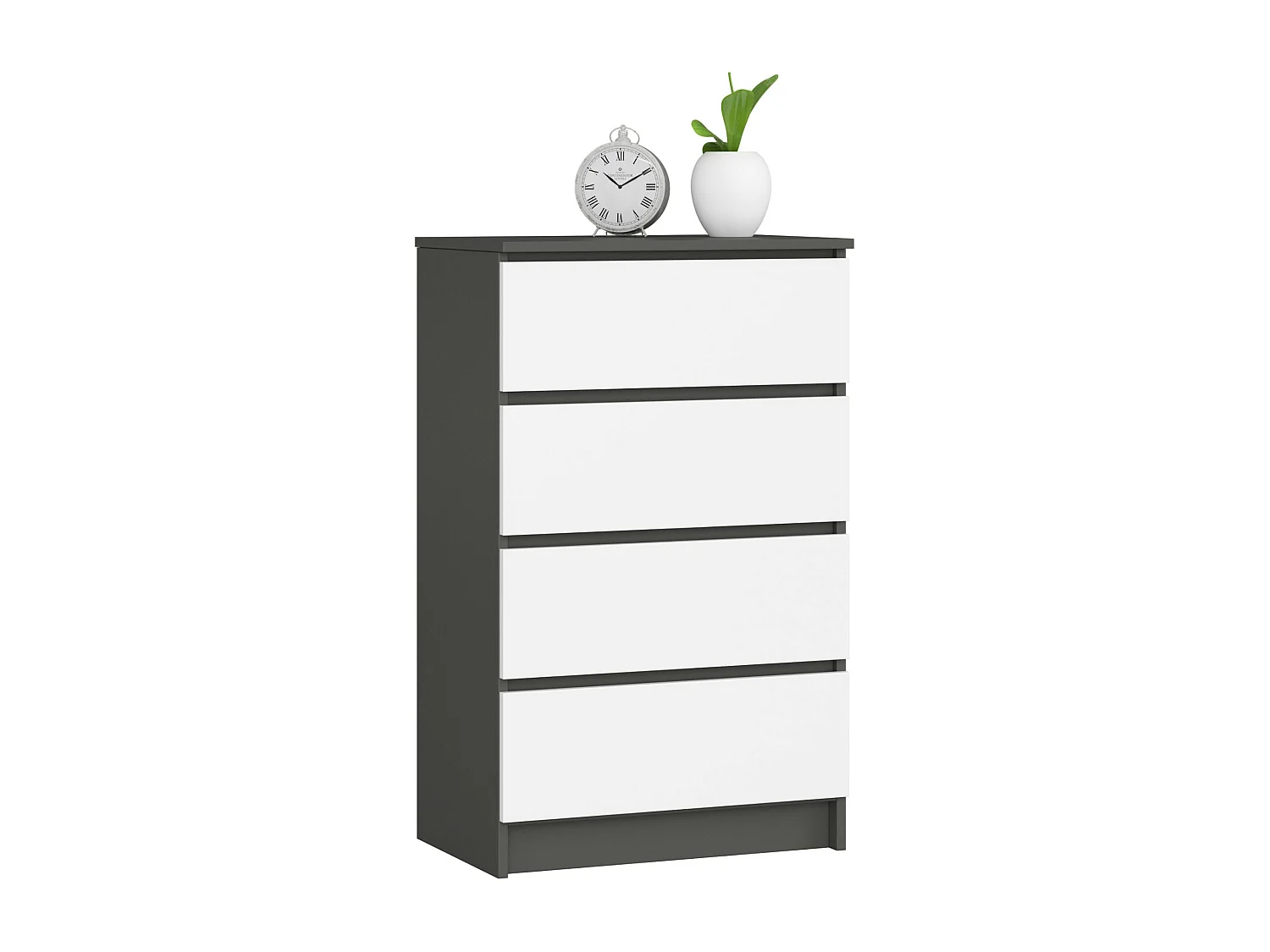 Komoda AKORD K60 Grafit Szary 60 cm 4 szuflady kolor Biały mat 60x40x99 cm
