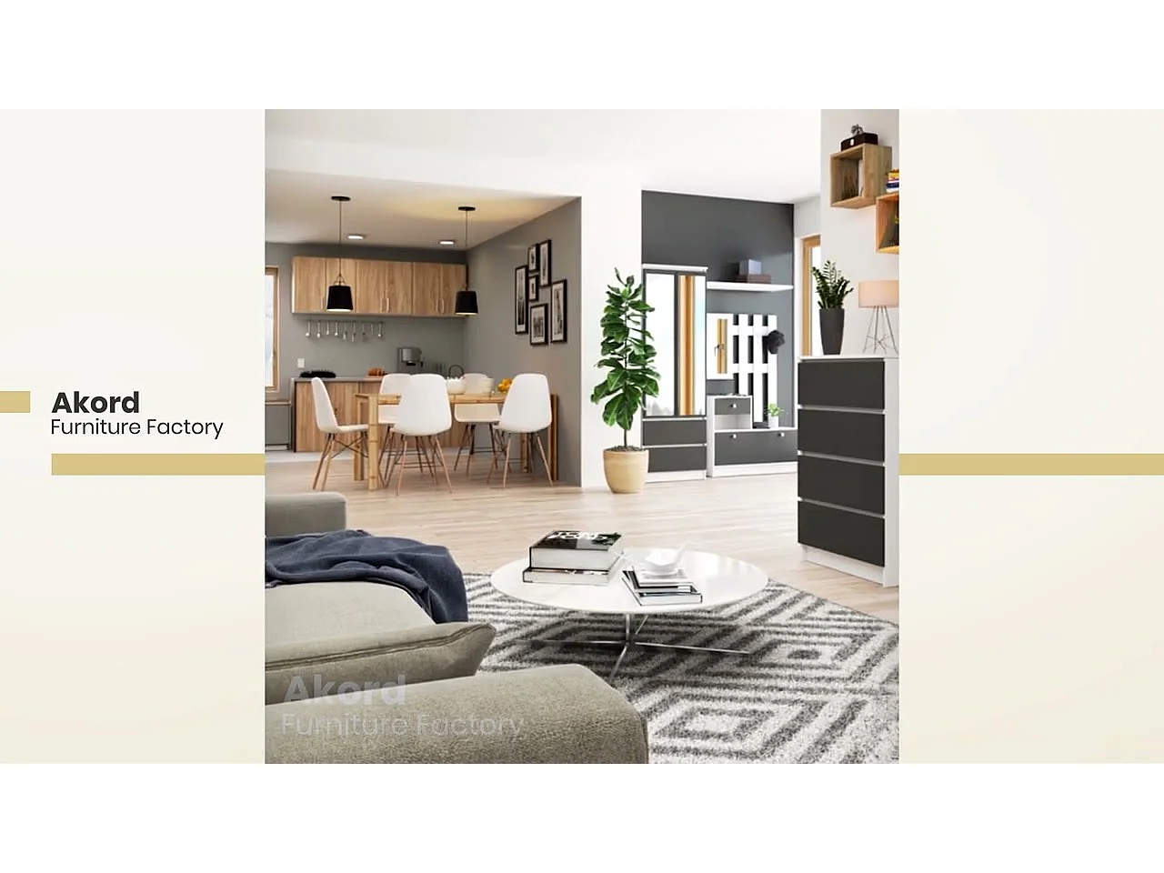 Commode AKORD K60 Gris Graphite 60 cm 4 tiroirs façade Blanche 60x40x99 cm