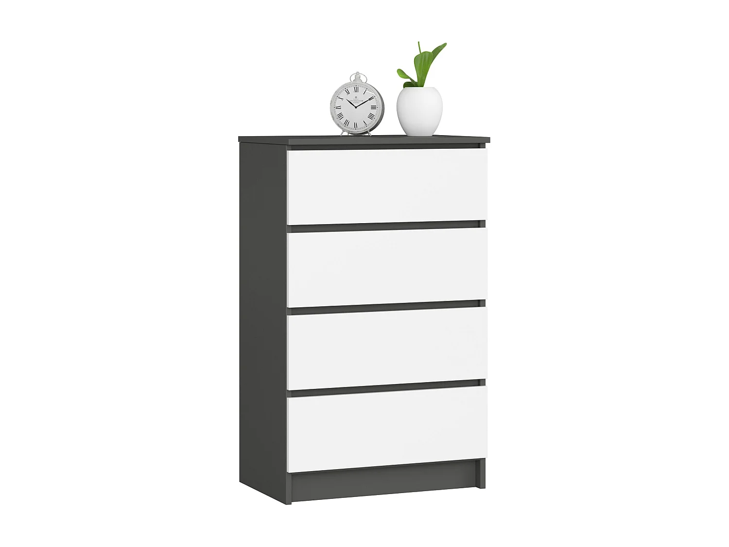 Commode AKORD K60 Gris Graphite 60 cm 4 tiroirs façade Blanche 60x40x99 cm