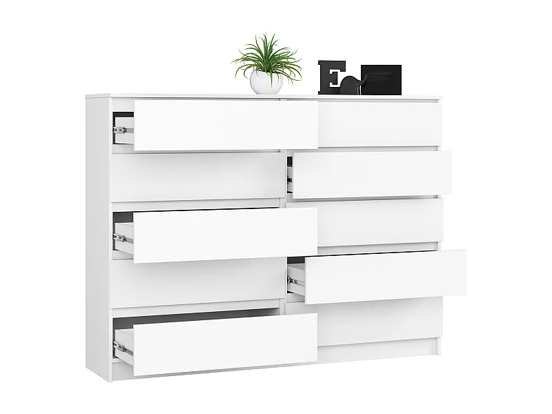 Kommode AKORD K160 Weiß 160 cm 10 Schubladen B160 x H121 x T40 cm