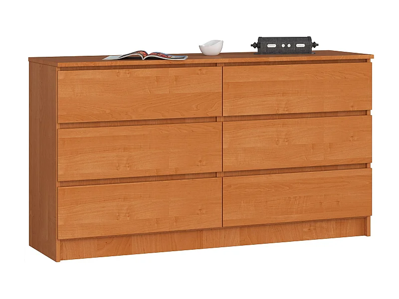 Kommode AKORD K140 Erle 138 cm 6 Schubladen B138 x H77 x T40 cm